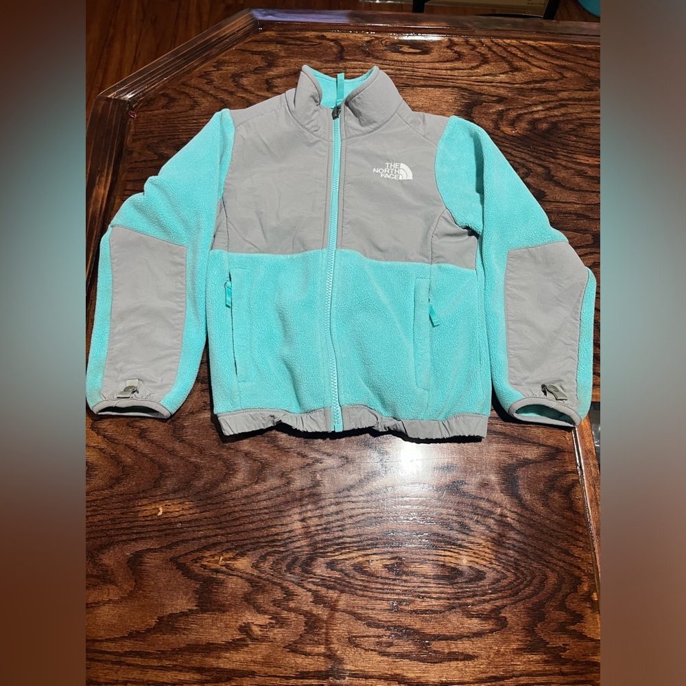 THE NORTH FACE GREY TEAL DENALI FLEECE FULL ZIP JACKET YOUTH GIRLS XS X Small 6